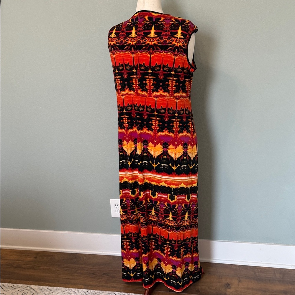 Multiples Red And Orange Patterned Maxi Dress - image 3